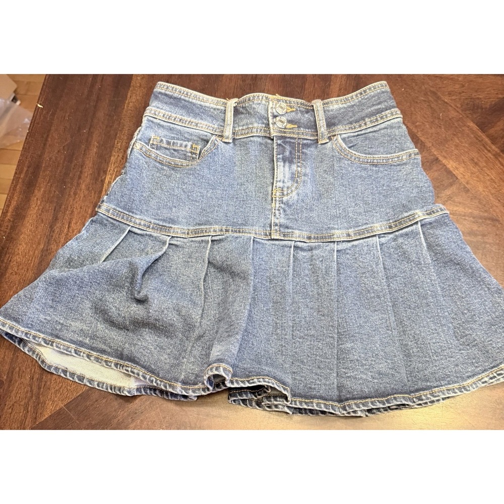 Wild Fable Y2K Pleated Denim Mini Skirt Size 0 Pockets Beach Preppy Retro
